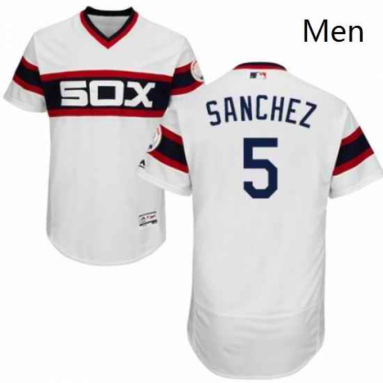 Mens Majestic Chicago White Sox 5 Yolmer Sanchez White Alternate Flex Base Authentic Collection MLB Jersey